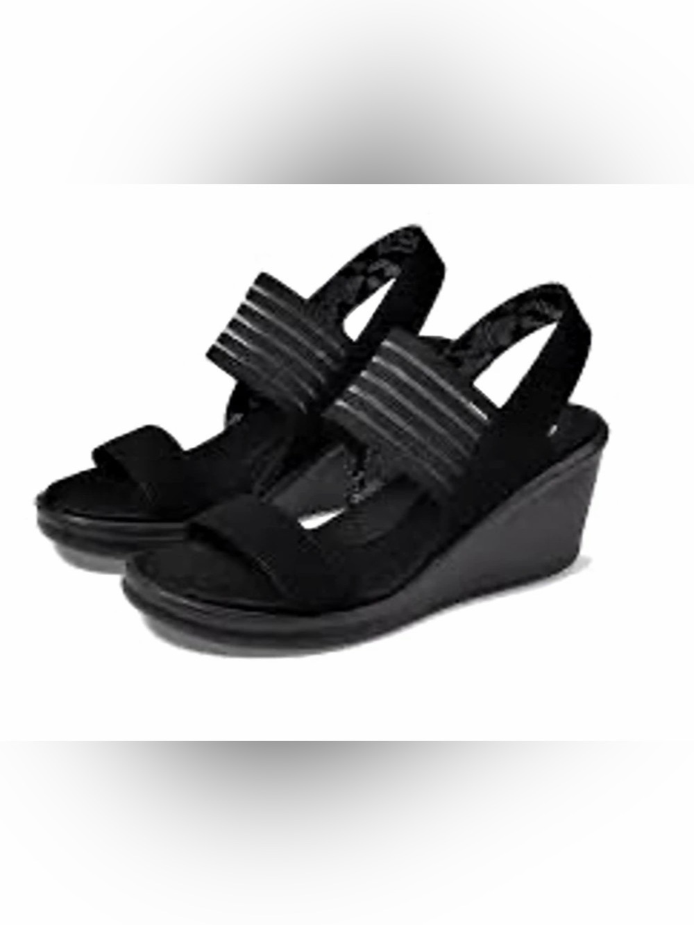 Skechers Rumblers Sci-Fi Black Striped Wedge Sandals US 9